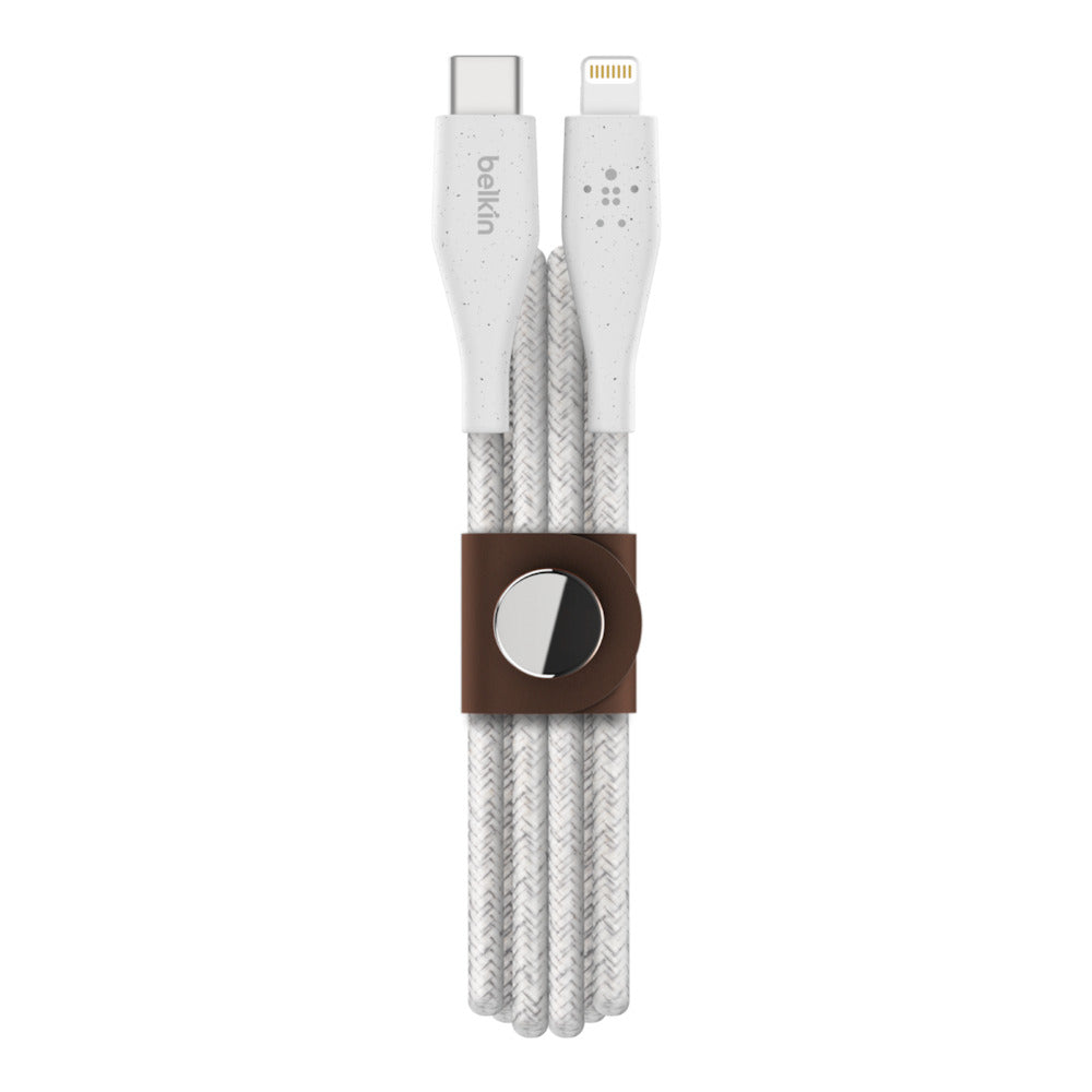 BELKIN BoostCharge USB-C Cable with Lightning Connector + Strap 1.2M - White