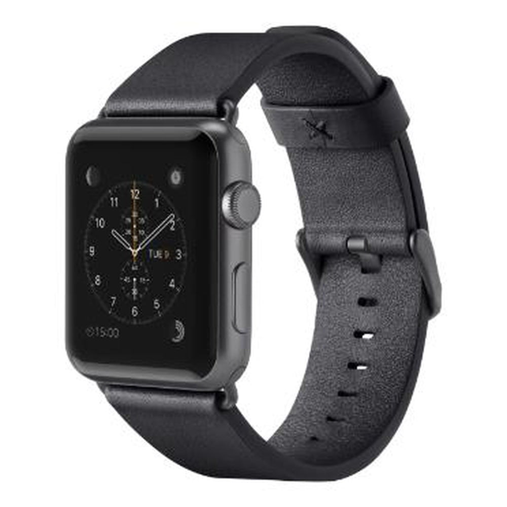 [OPEN BOX] BELKIN Apple Watch Strap for 42 mm (Series 1-8  and  SE) Genuine Italian Leather  Black (Apple Watch sold separately)