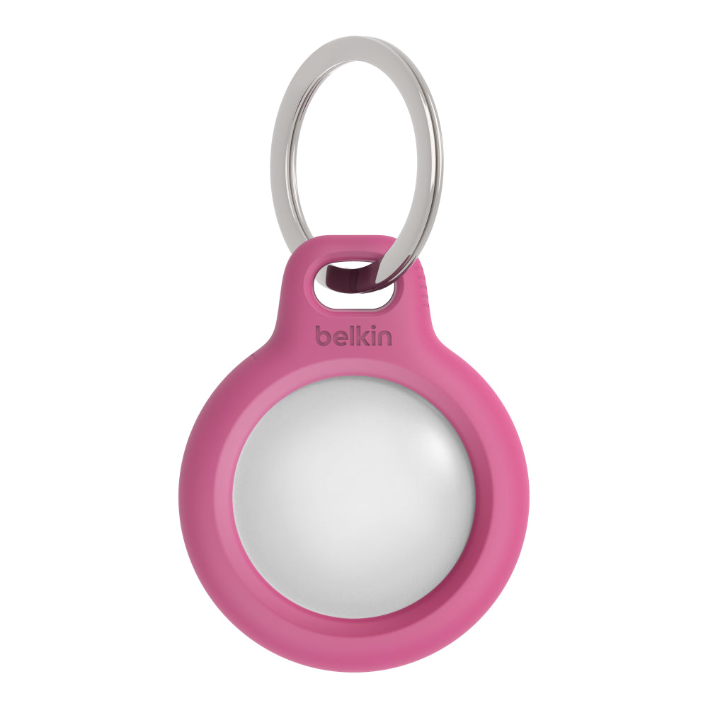 Belkin Apple Airtag Secure Holder W/ Key Ring | Twist And Lock Design, Scratch Prototection For Apple Airtag |Easy Attachment Key Ring With Open Design - Pink
