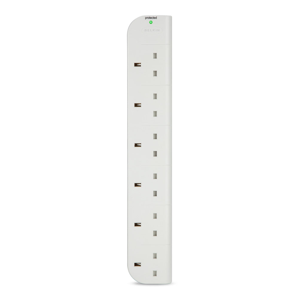 BELKIN 6-Way Extension Wire Power Strip with 1 Meter Power Cord - White