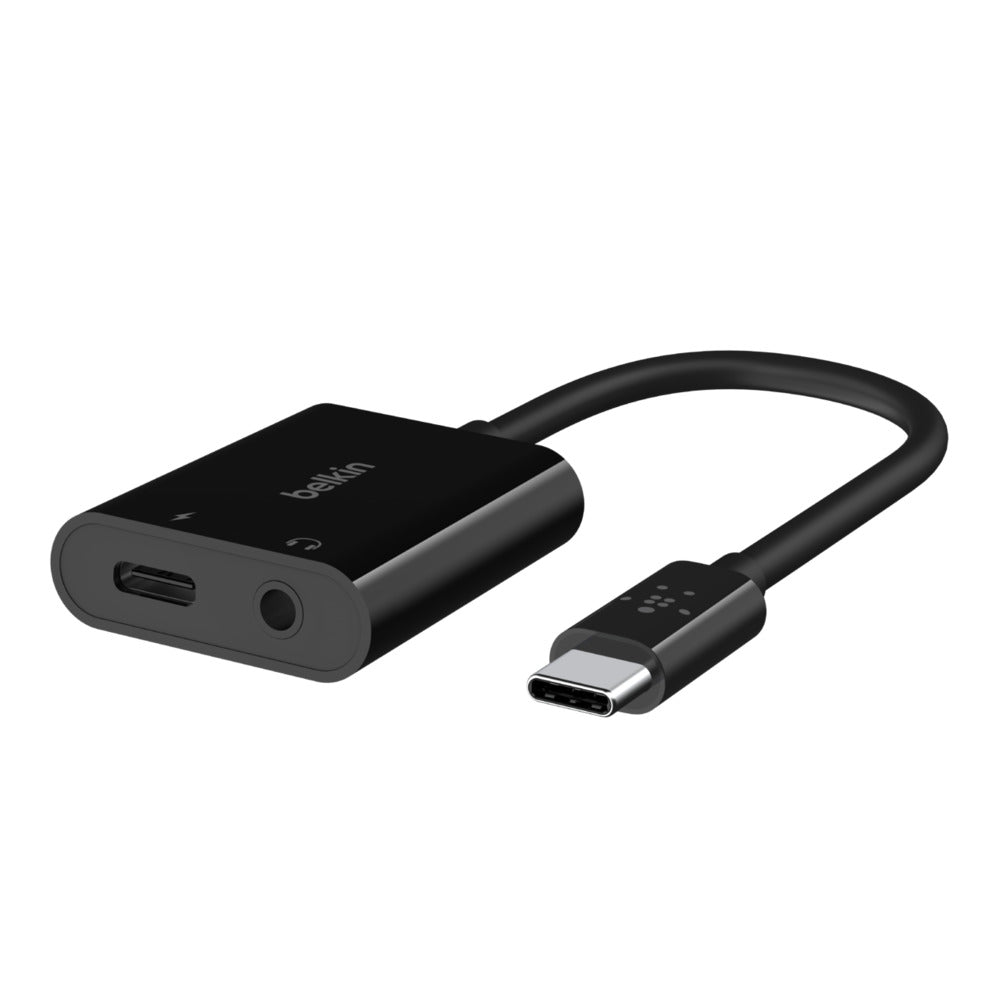 BELKIN Rockstar 3.5mm Audio + USB-C Charge Adapter - Black