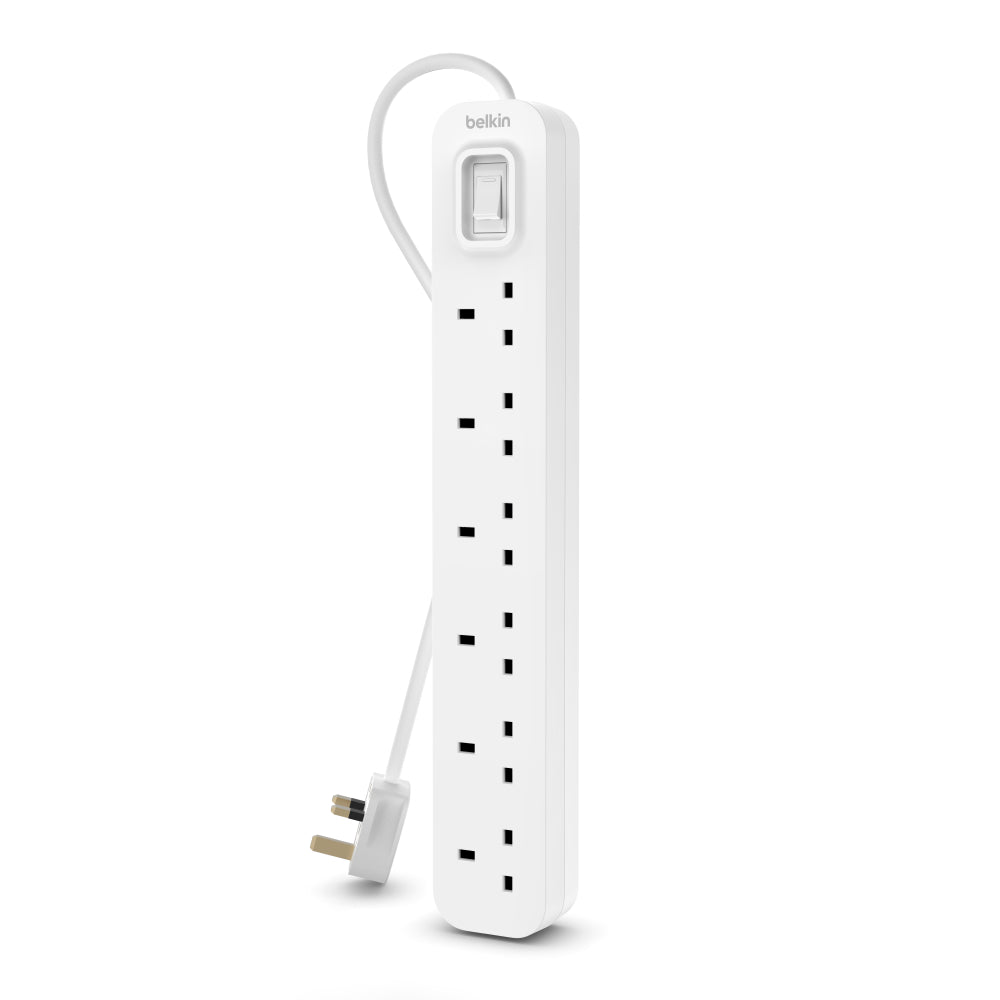 BELKIN 6-Way Extension Wire Power Strip with 3 Meters Power Cord - White