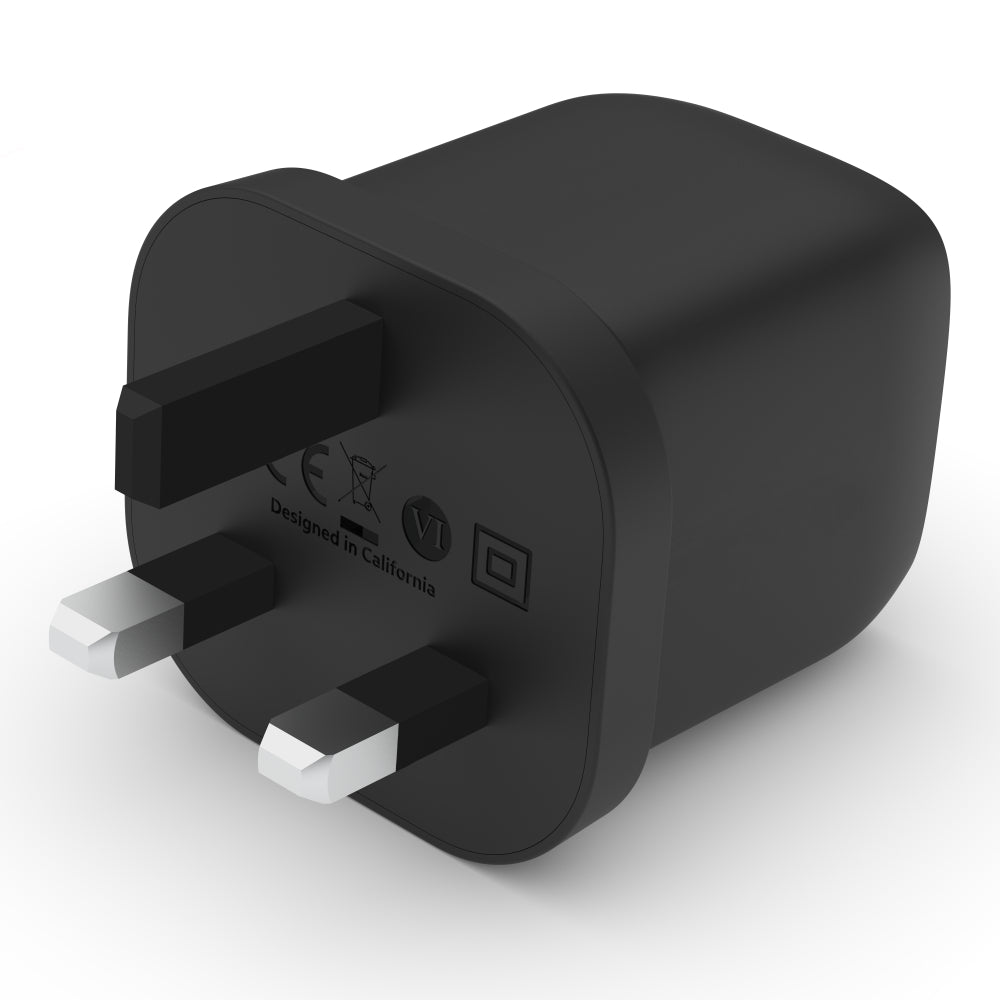 BELKIN BoostCharge 45W Dual USB-C PD Wall Charger w/ PPS - UK 3-Pin Plug - Black