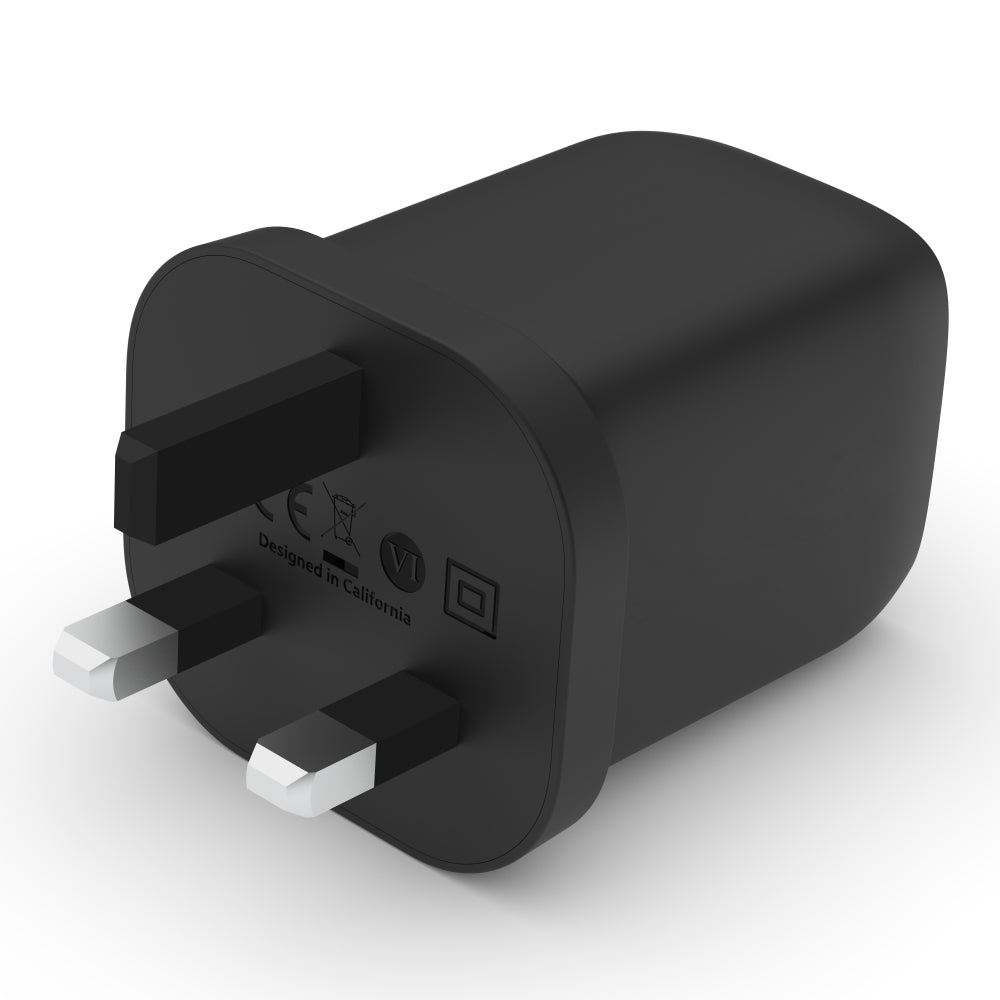 BELKIN BoostCharge 65W Dual USB-C PD Wall Charger w/ PPS - UK 3-Pin Plug - Black