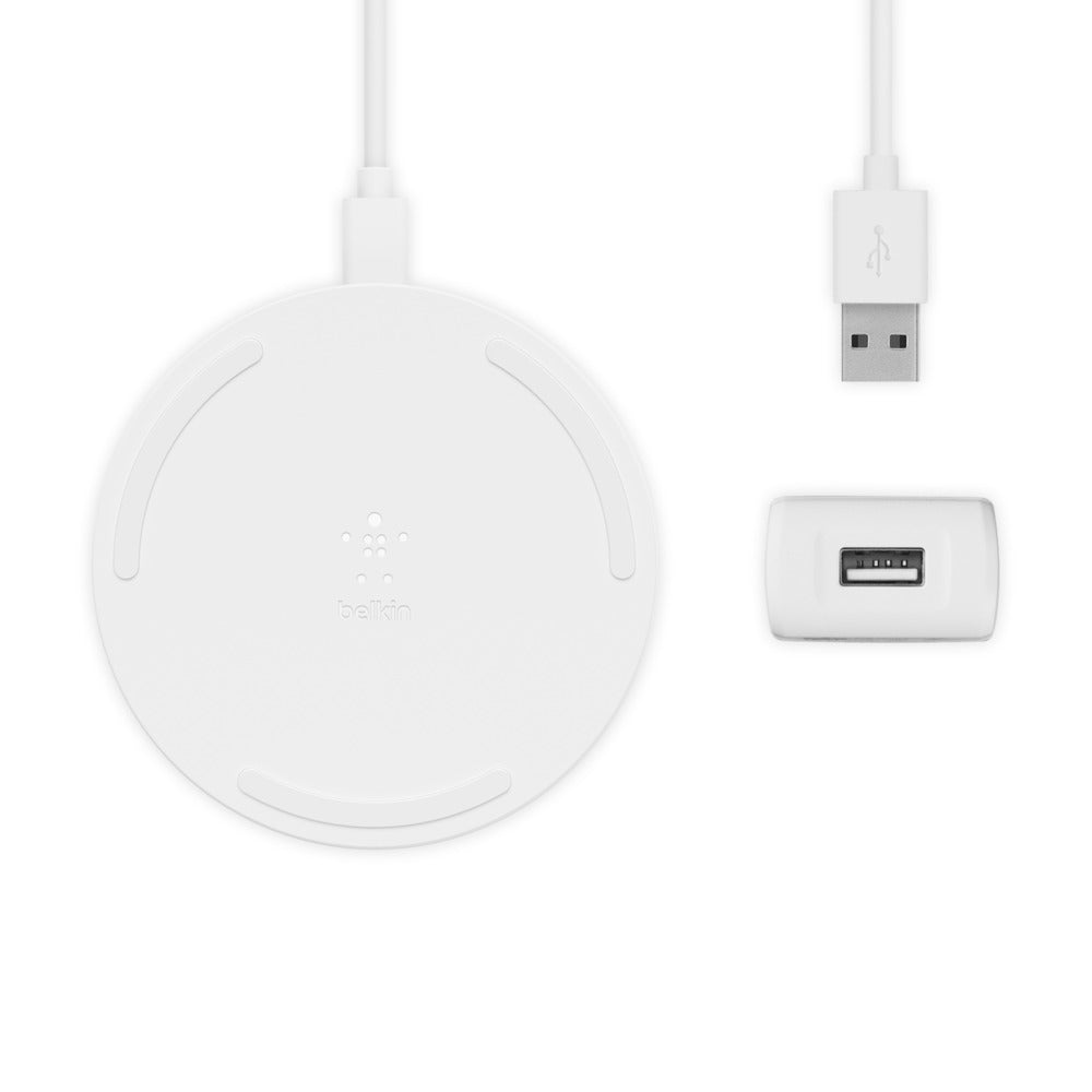 BELKIN Boost Up 10W Wireless Charging Pad + QC 3.0 Wall Charger + Cable - White