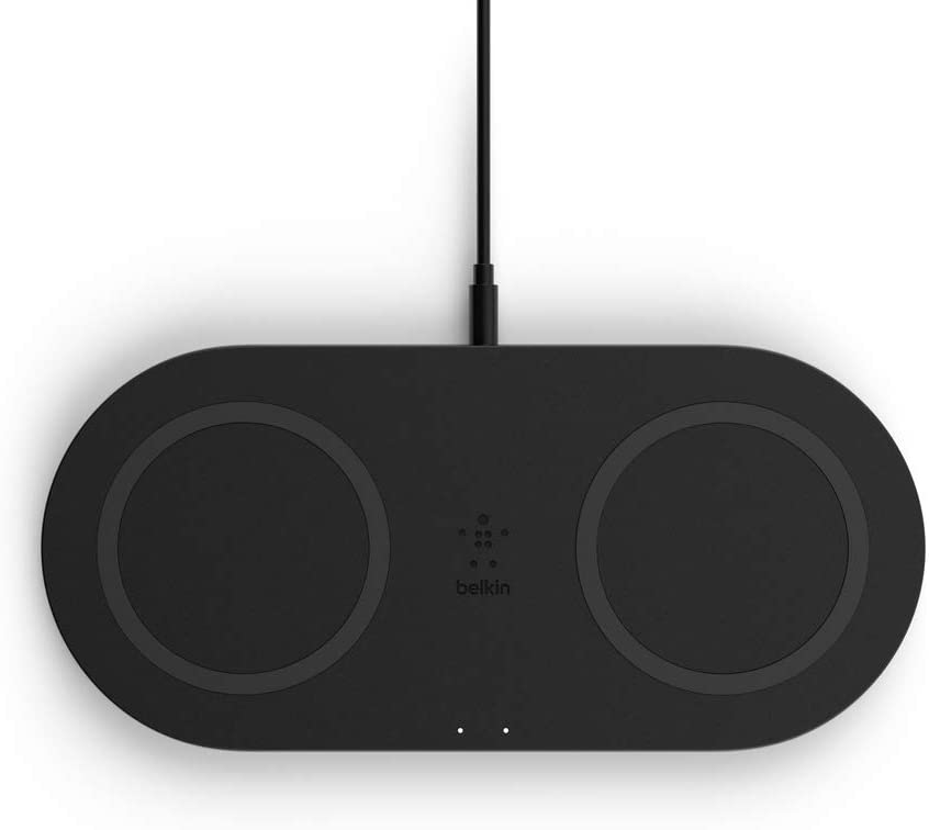قاعدة شحن لاسلكي مزدوجة من بيلكين بقوة 10 واط مع وحدة تزويد الطاقة - أسود