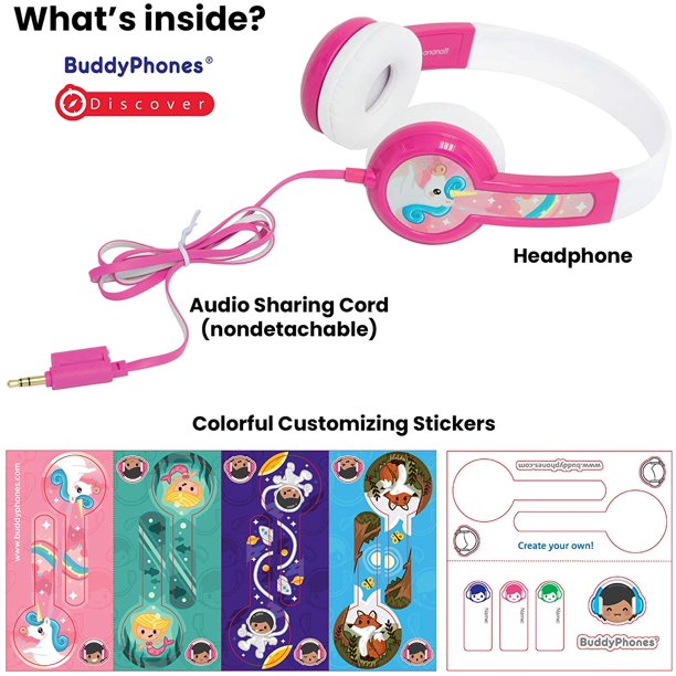[OPEN BOX] BUDDYPHONES Discover Non-Foldable Headphones - Pink