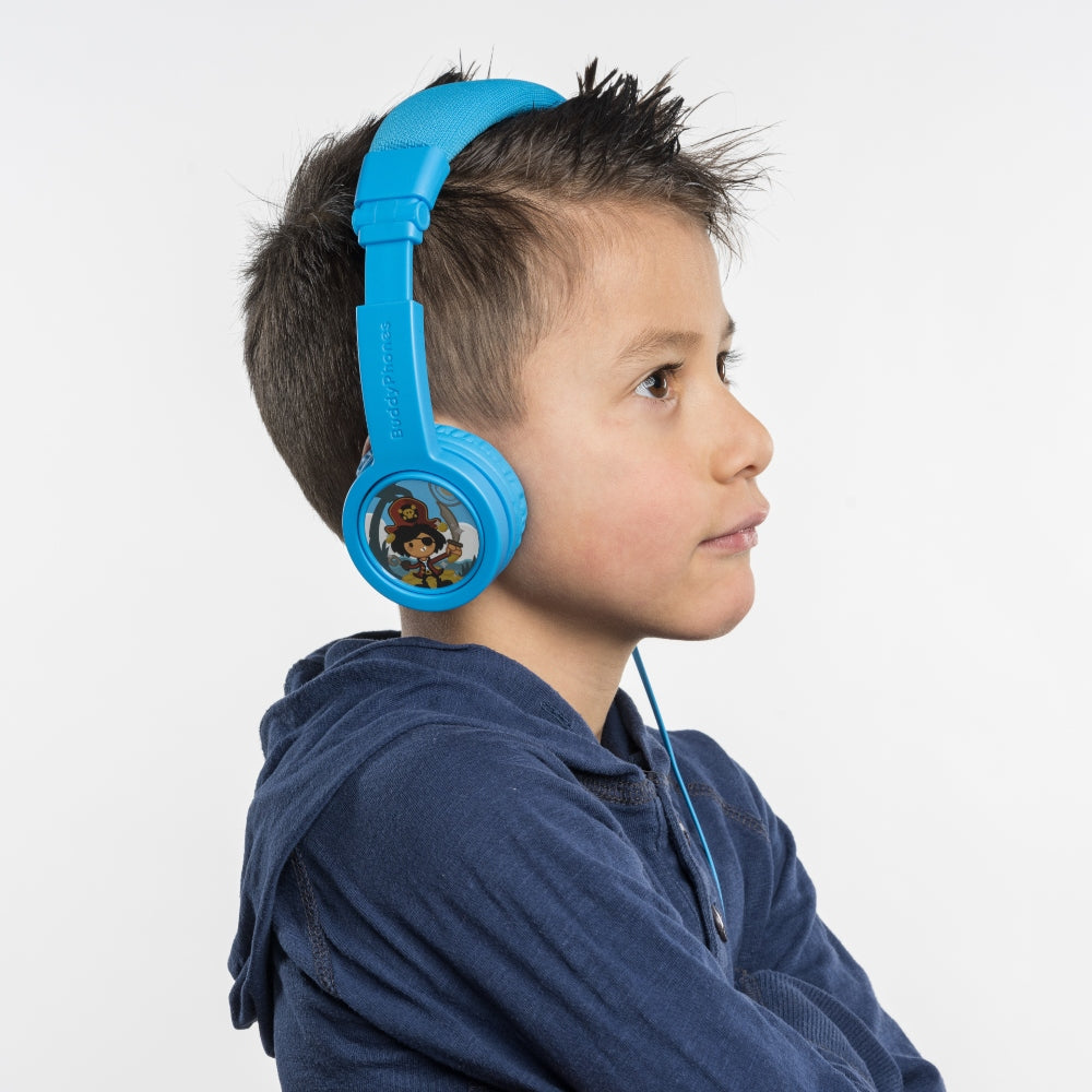 BUDDYPHONES Explore Plus Foldable Headphones with Mic - Cool Blue