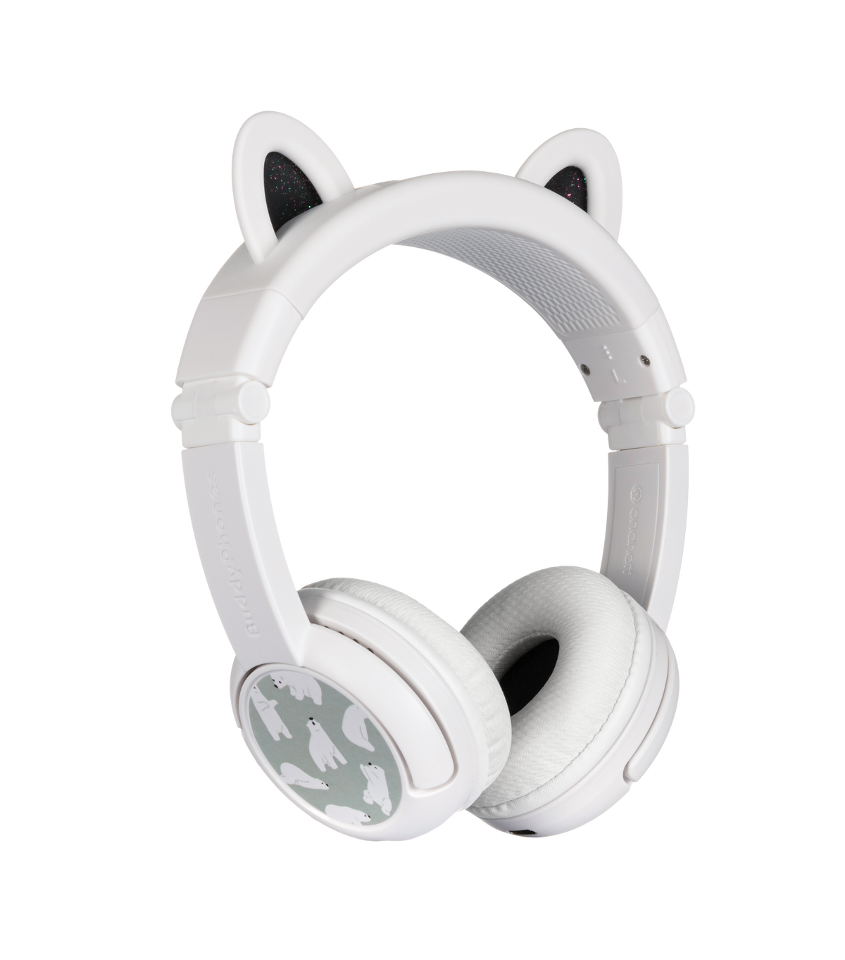 BUDDYPHONES PlayEars+ Bluetooth Wireless Headset - Superb Sound &amp; Playful Animal Ears Design - Bear - White