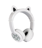 [علبة مفتوحة] سماعة رأس لاسلكية بلوتوث BUDDYPHONES PlayEars+ - صوت رائع وتصميم آذان حيوانية مرحة - دب - أبيض