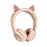 سماعة رأس لاسلكية بلوتوث BUDDYPHONES PlayEars+ - صوت رائع وتصميم آذان حيوانية مرحة - قطة - وردي