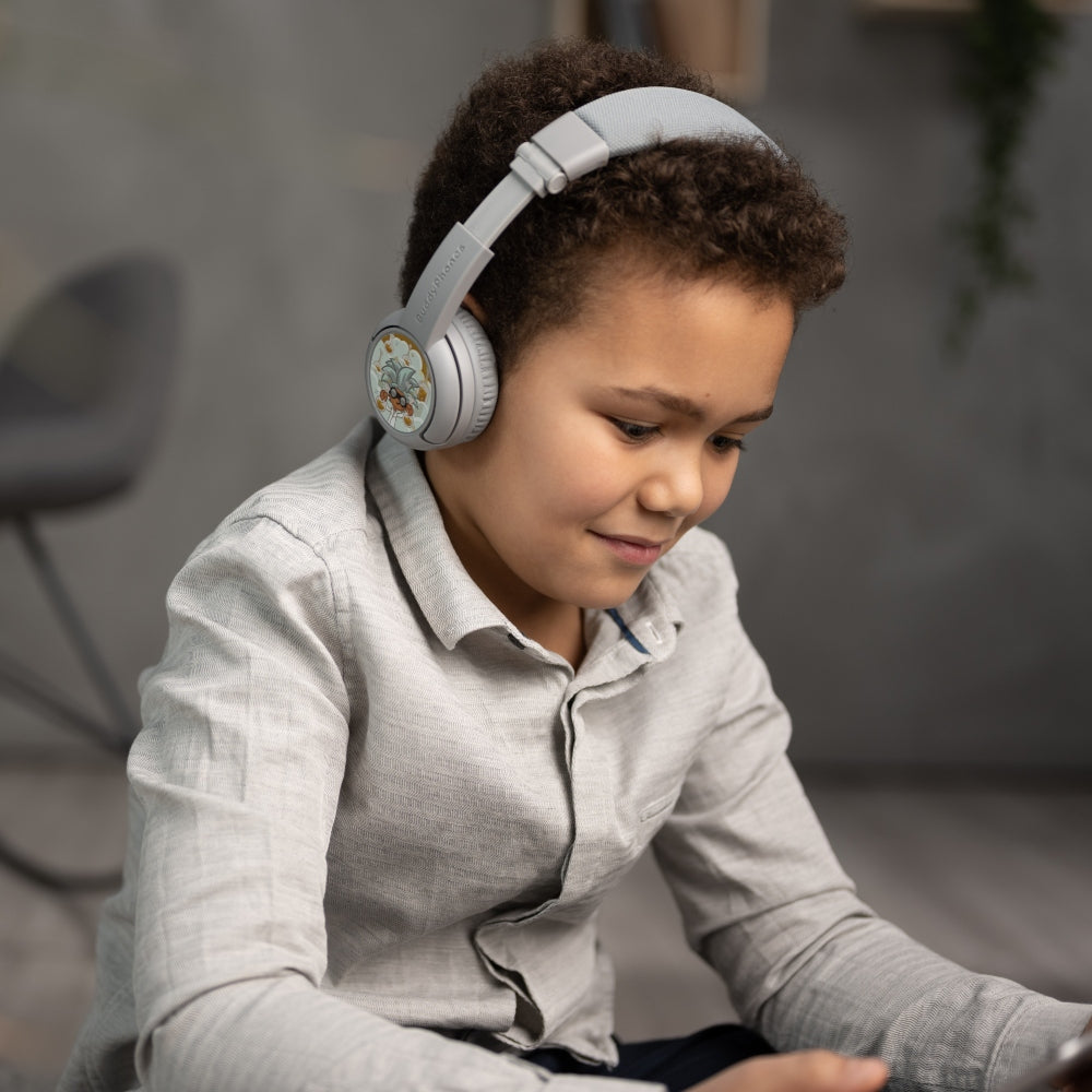BUDDYPHONES PLAY Plus Wireless Bluetooth Headphones for Kids - Gray Matter