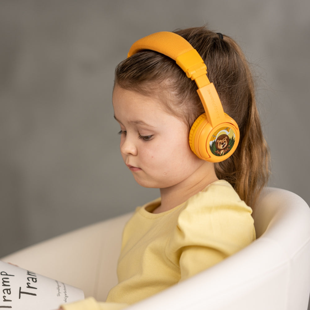 BUDDYPHONES PLAY Plus Wireless Bluetooth Headphones for Kids - Sun Yellow