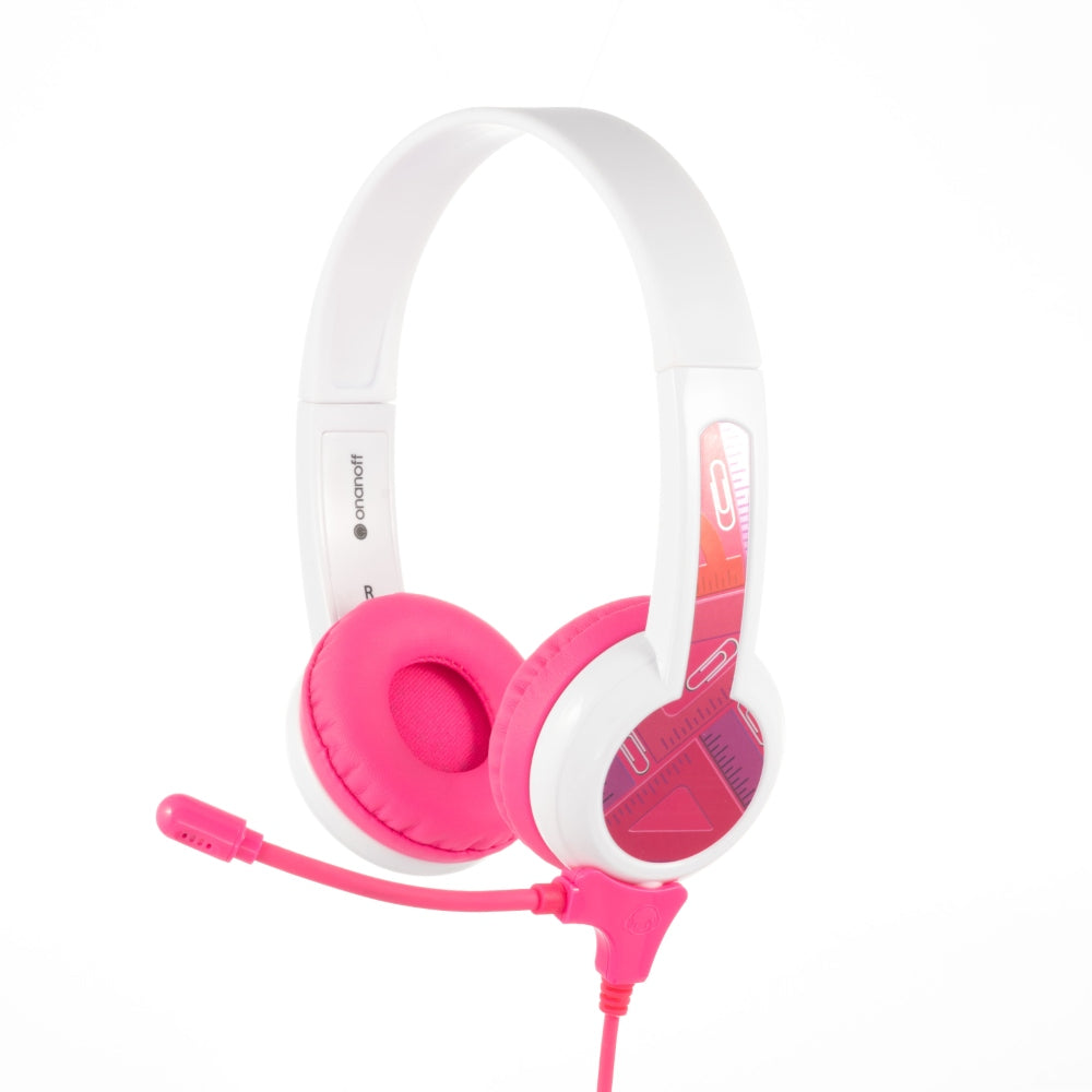 BUDDYPHONES Studybuddy Headphones with Mic and Extra Audio Cable - Pink