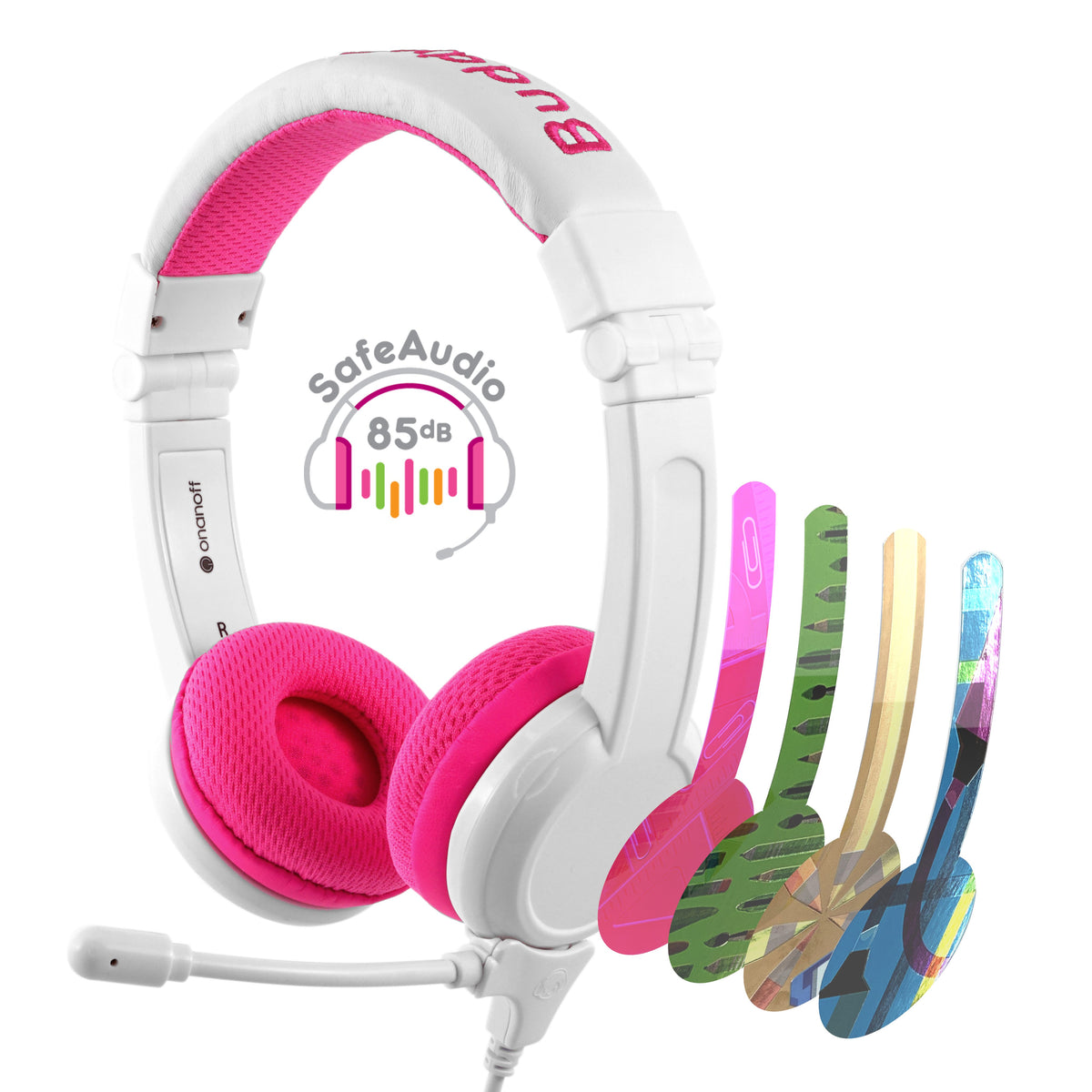 BUDDYPHONES School Plus Headphones - Pink