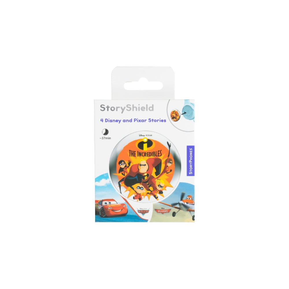 BUDDYPHONES StoryShield Pre-linked Shield with Magical Tales from Disney Collection - To be Used with BuddyPhones StoryPhones - Incredibles and other Pixar tales - Multi-color