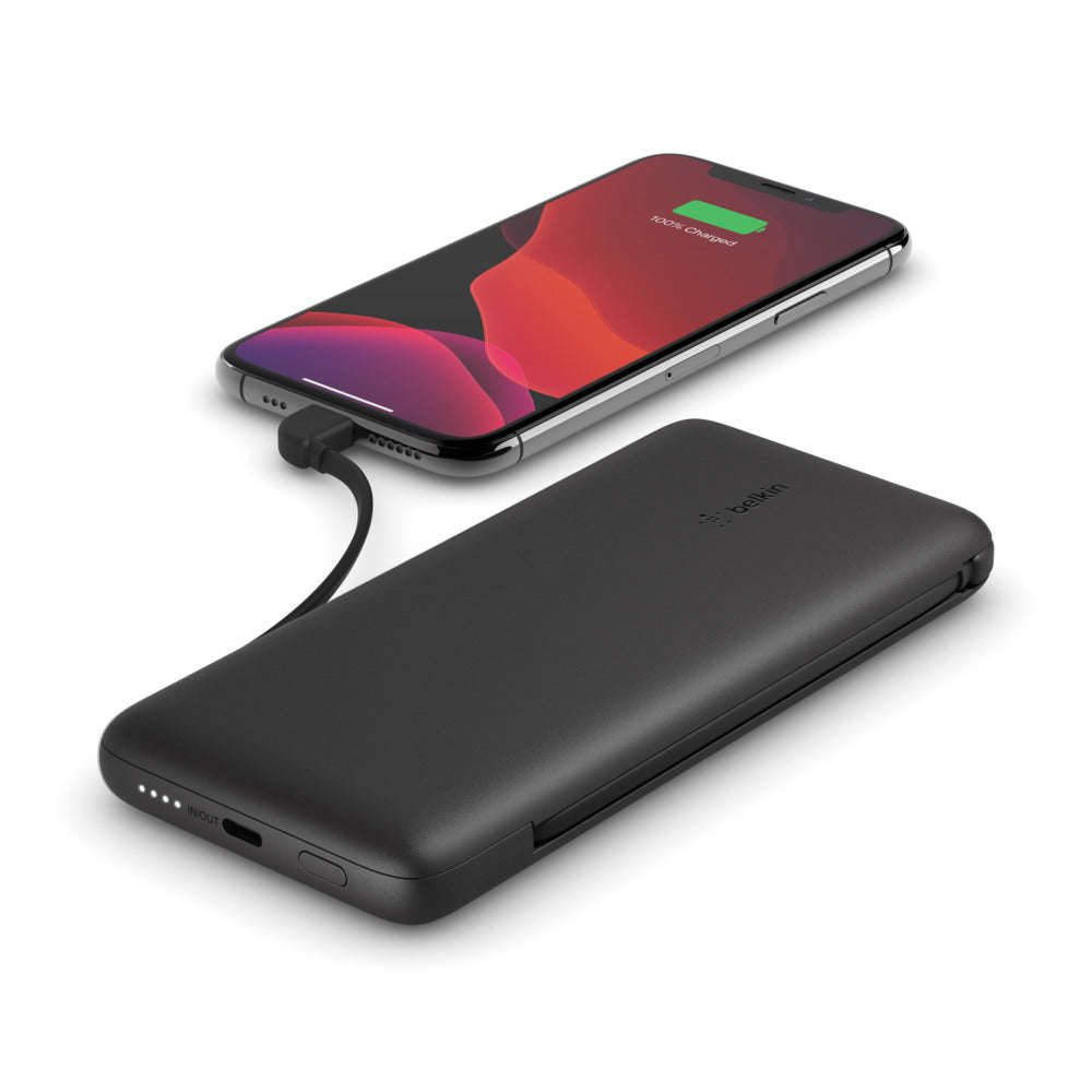 BELKIN Boost Charge 10K PD Power Bank with Integrated Lightning + USB-C - Black