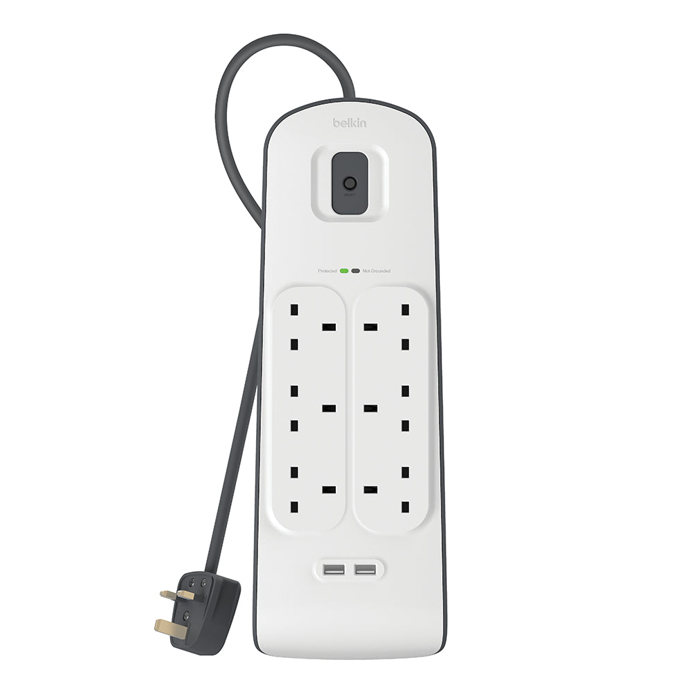 BELKIN Surge Protector - 6 outputs - 2 USB Ports - 2M - White