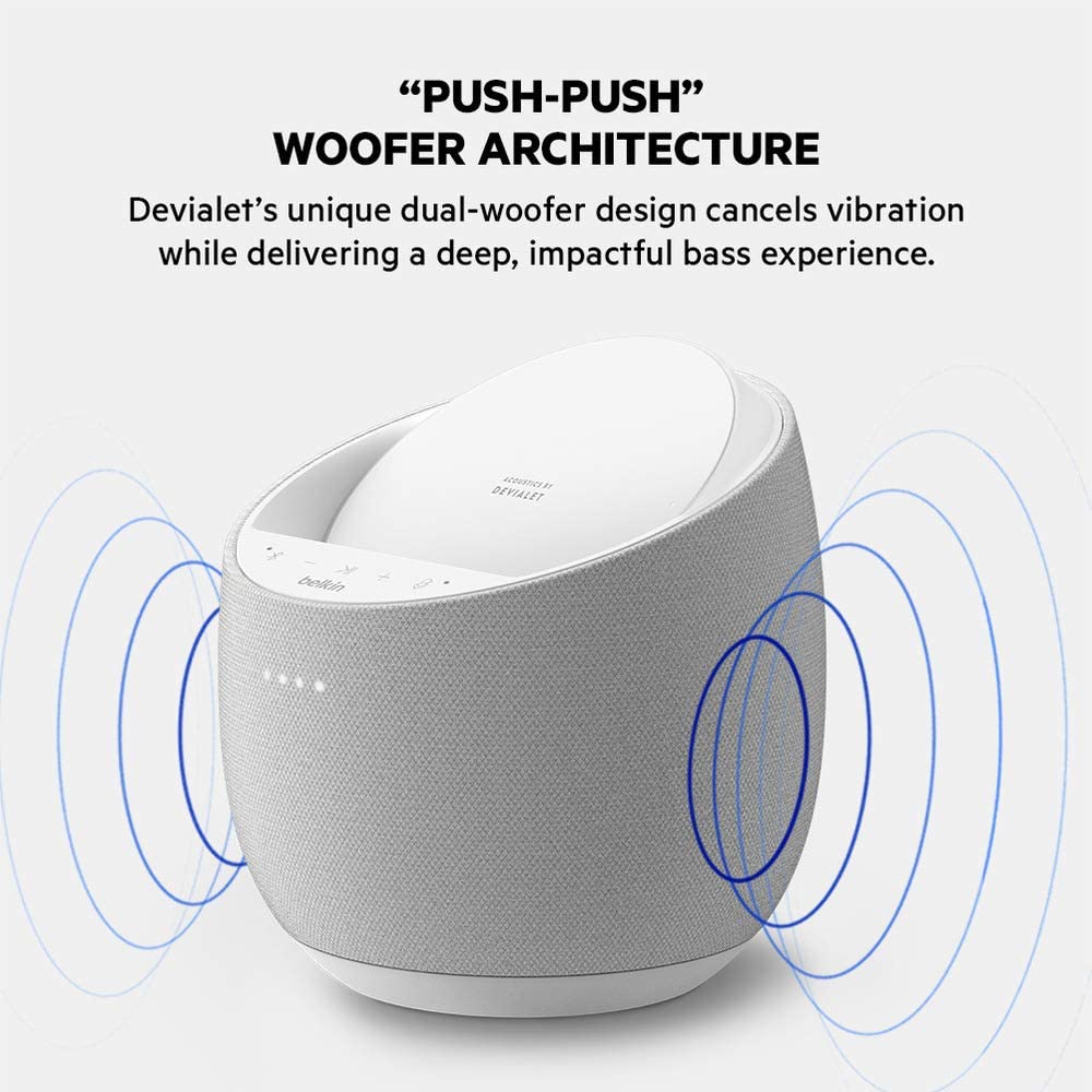 [OPEN BOX] BELKIN SoundForm Elite Hi-Fi Smart Speaker with 10W Wireless Charger - White