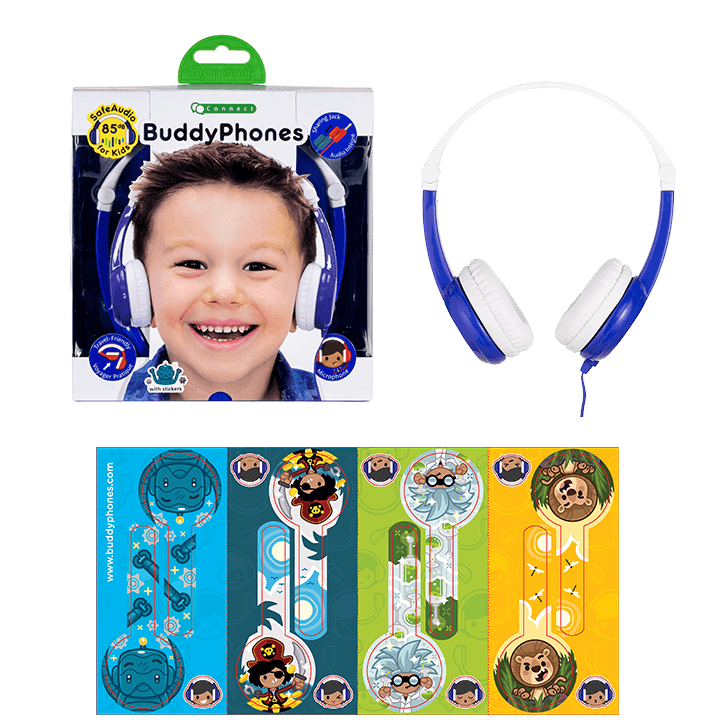 [OPEN BOX] BUDDYPHONES Connect On-Ear Wired Headphones - Blue