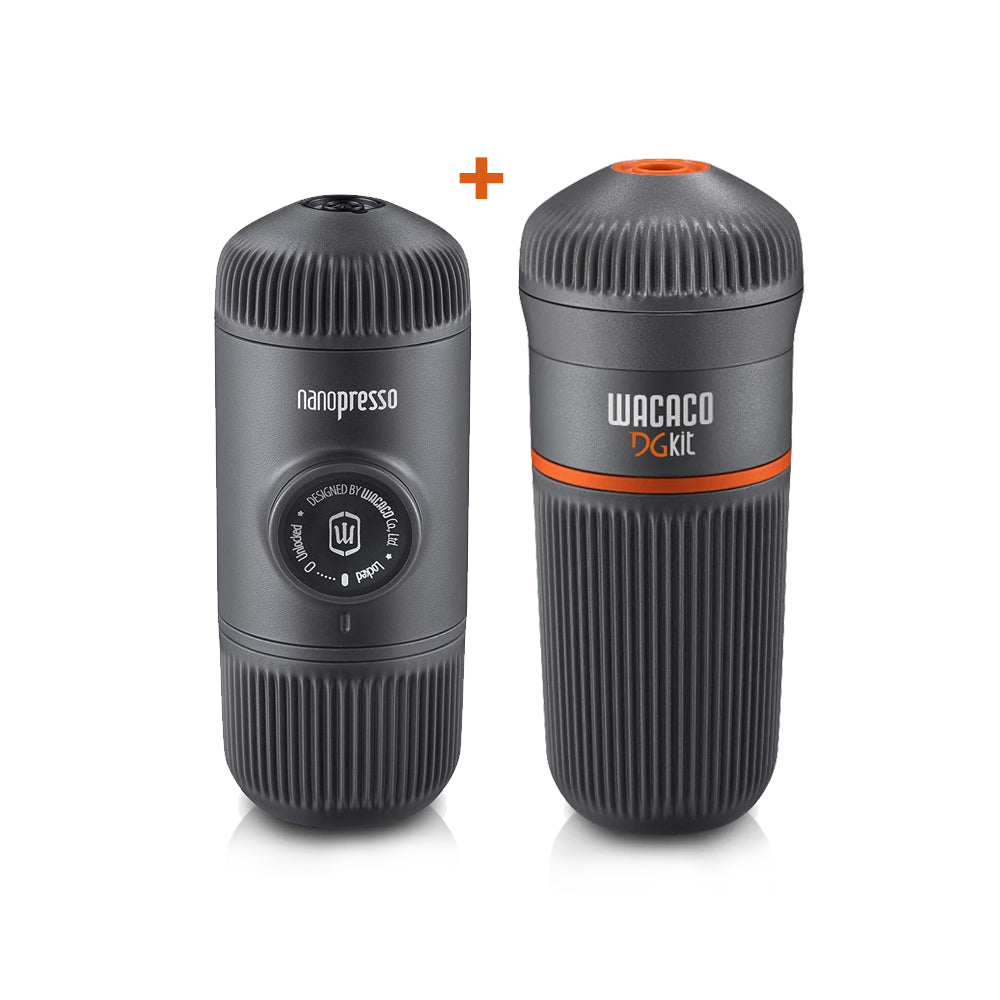 WACACO BUNDLE - Nanopresso - Hand Powered Espresso Machine for Ground Coffee + Dolce Gusto (DG) Kit and DG Capsule Adapter - Black