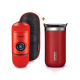 WACACO BUNDLE - Elements Nanopresso Portable Espresso Maker with Protective Case (Manually Powered) + Octaroma Vacuum Insulated Mug 300ML - Red