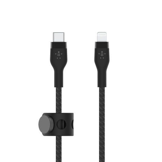 Belkin BOOST?CHARGE Pro Flex USB-C to Lightning Cable 3 Meters - MFi Certified, 30x more Heavy Duty, Includes Cable Clip, for Apple iPhone 13/12/11 Pro/Pro Max/Mini/X/8/8 Plus/iPad/Airpods - Black