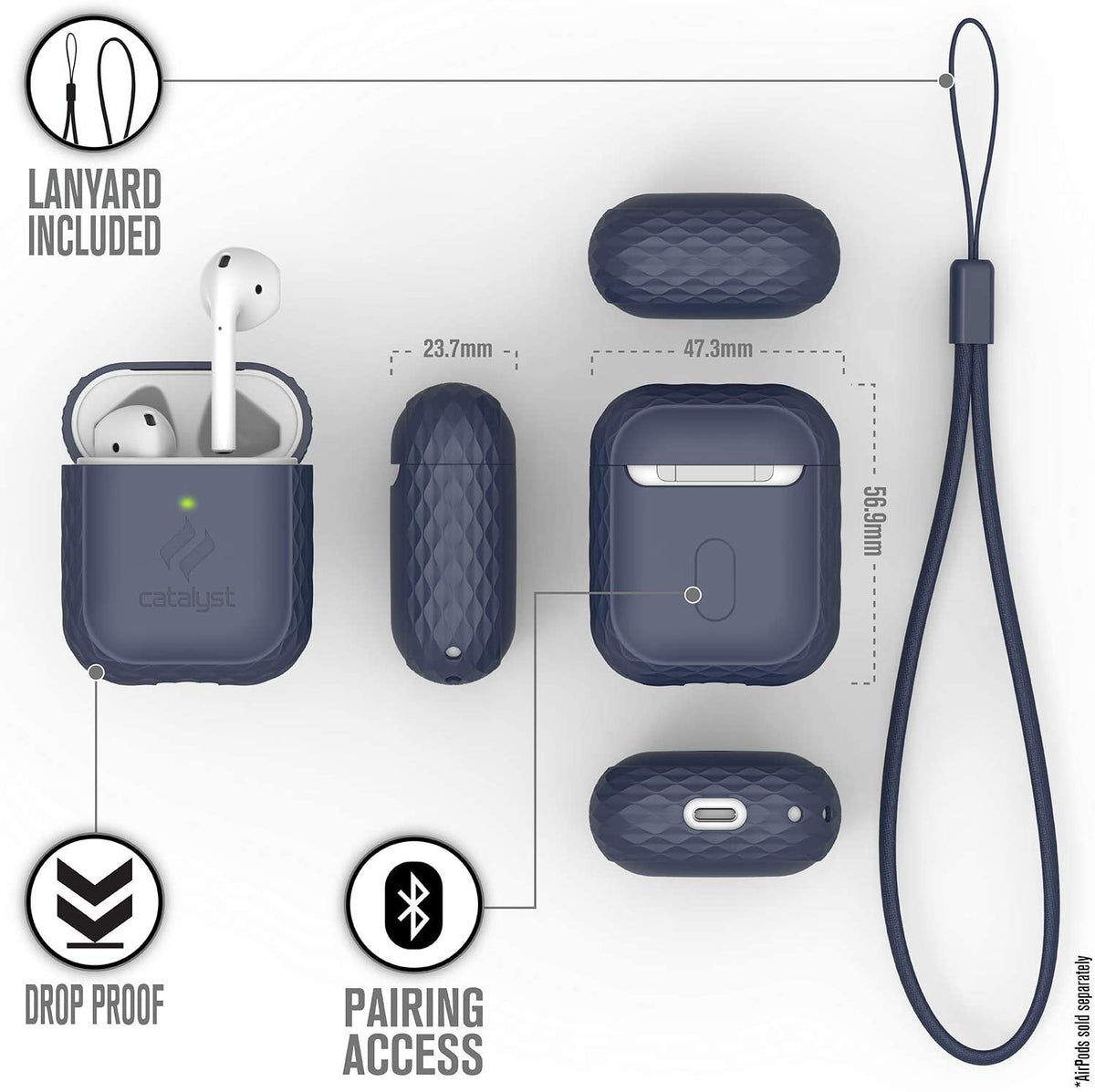 CATALYST Lanyard Case for AirPods 1 &amp; 2 - Midnight Blue