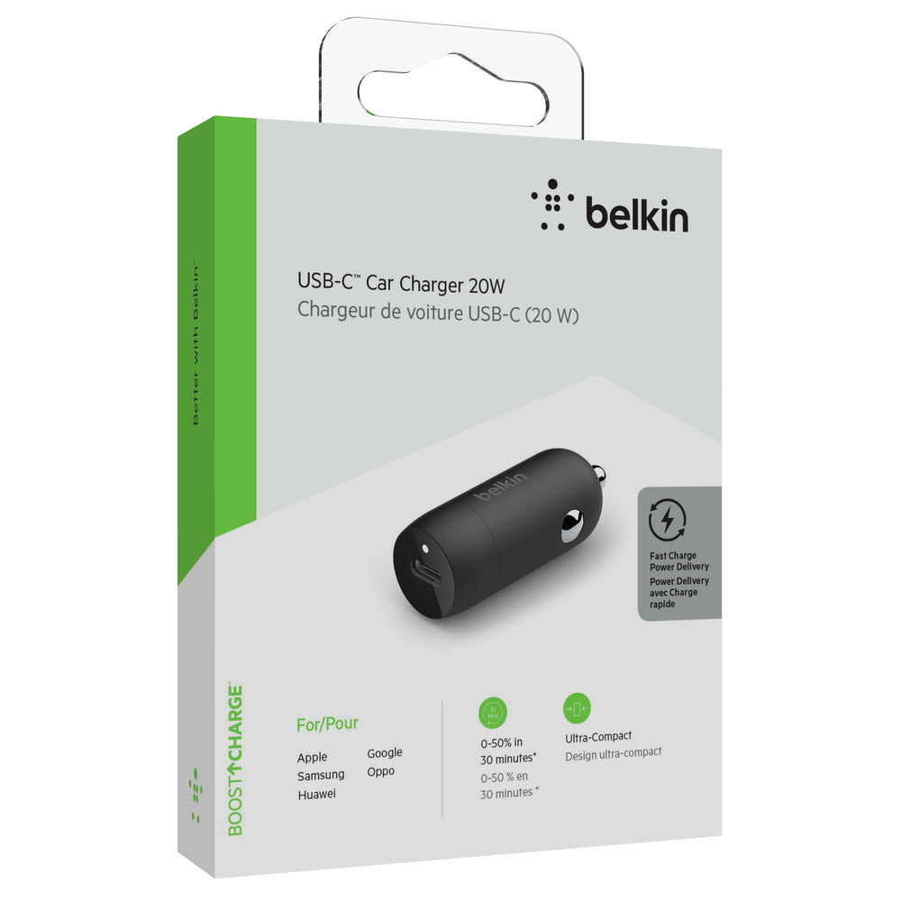 BELKIN 20W USB-C Car Charger Standalone - Black