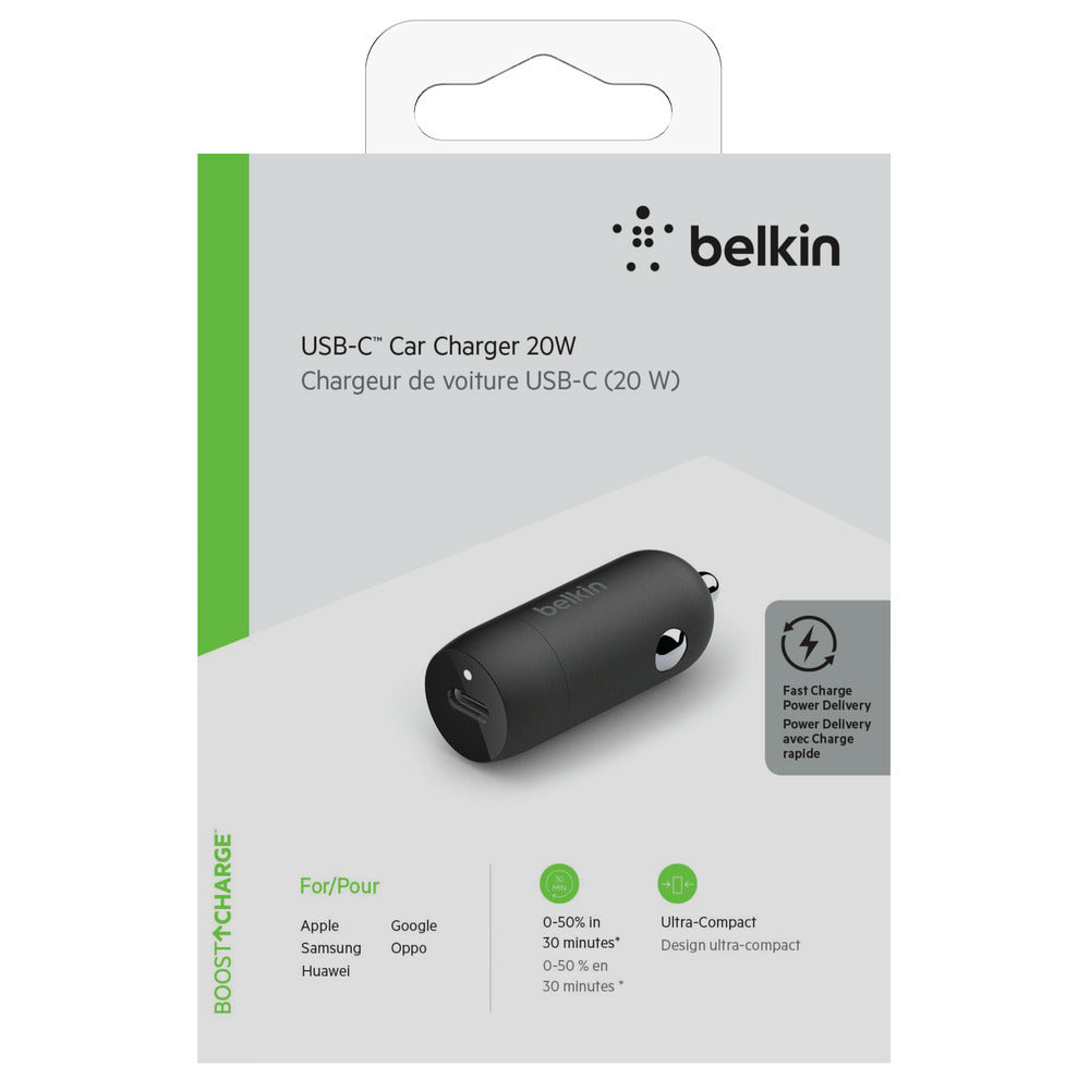 BELKIN 20W USB-C Car Charger Standalone - Black