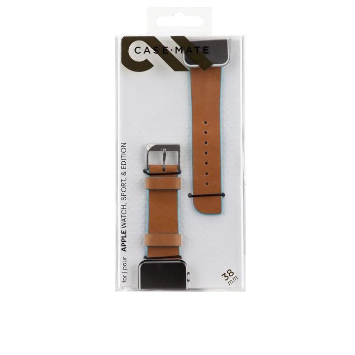 [OPEN BOX] CASE-MATE 38-41mm Edged Leather Apple Watch Band for Series 1-8  and  SE - Brown/Blue  (Apple Watch sold separately)