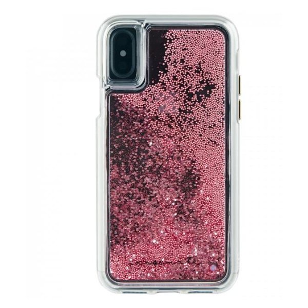 CASETIFY Glitter Case - Rose Gold Waterfall for iPhone XS/X