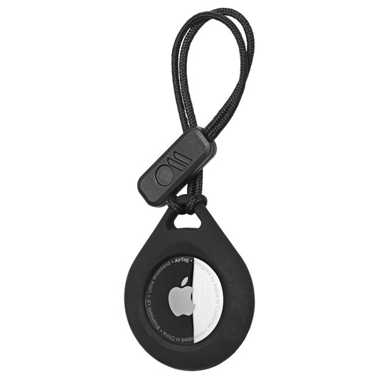 Case-mate Tough Sport Apple AirTag Case w/ Strap | Easily Insert or Remove AirTag, Scratch Protection for Apple AirTag | Sporty Strap Easily Loops to Bags, Purse, Kids - Black