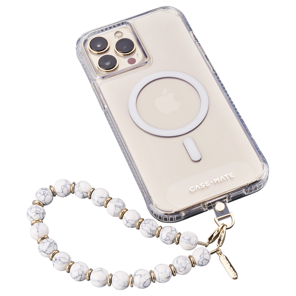 CASE-MATE Beaded Phone Wristlet - White Marble