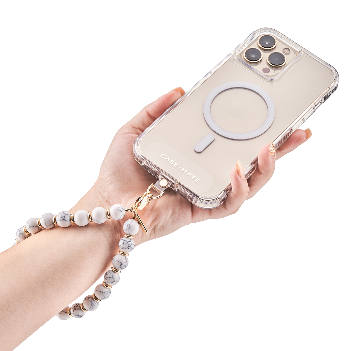 CASE-MATE Beaded Phone Wristlet - White Marble