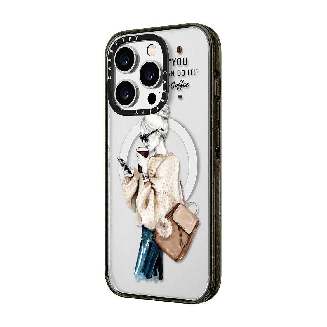 CASETIFY iPhone 14 Pro Impact Case with Magsafe - Girl and Coffee
