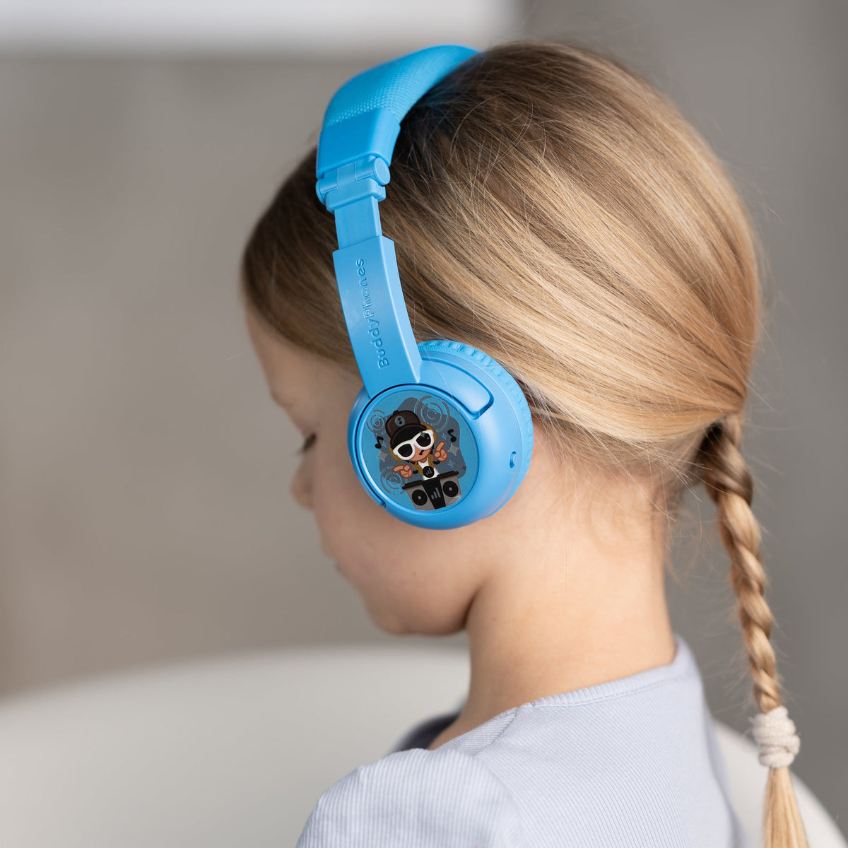 [OPEN BOX] BUDDYPHONES PLAY Plus Wireless Bluetooth Headphones for Kids - Cool Blue