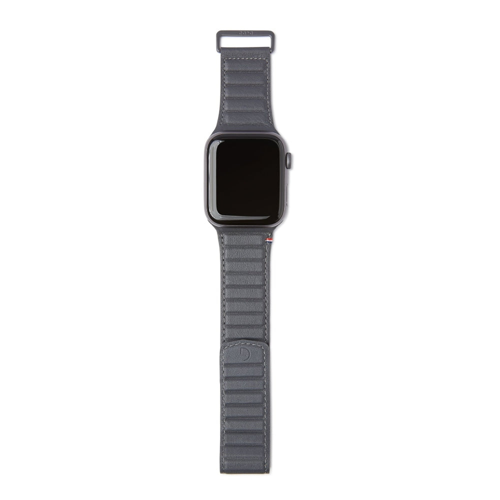 DECODED 38-41mm Leather Magnetic Traction Strap for Apple Watch Series 1-8 &amp; SE - Anthracite