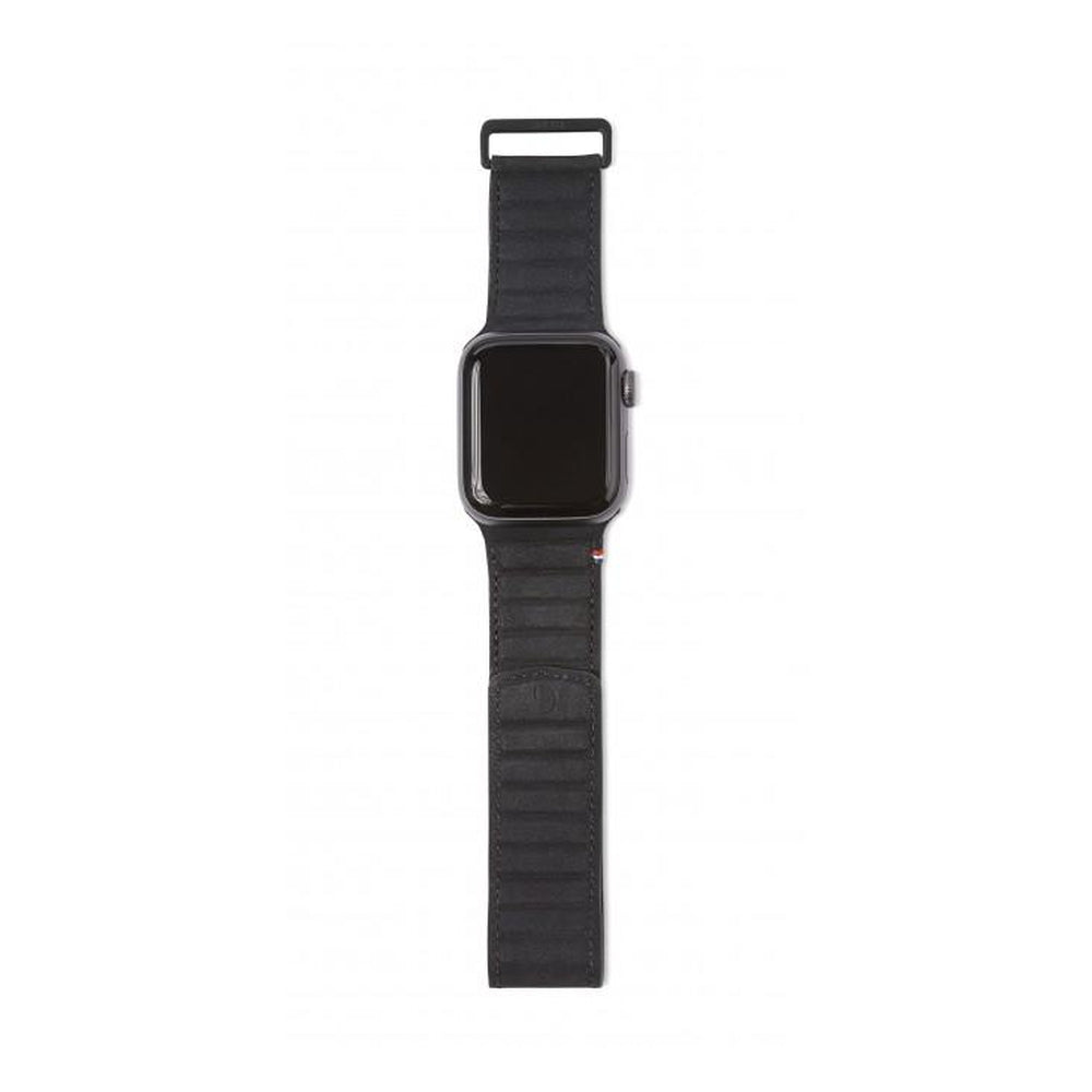 DECODED 38-41mm Leather Magnetic Traction Strap for Apple Watch Series 1-8 & SE - Black