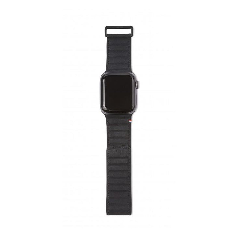 DECODED 38-41mm Leather Magnetic Traction Strap for Apple Watch Series 1-8 &amp; SE - Black