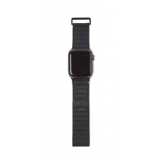 سوار جلدي مغناطيسي من DECODED مقاس 38-41 مم لساعات Apple Watch Series 1-8 و SE - أسود