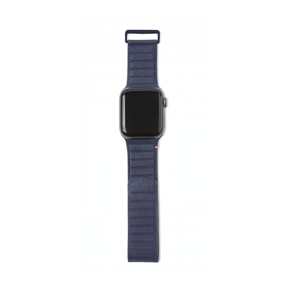 DECODED 38-41mm Leather Magnetic Traction Strap for Apple Watch Series 1-8 &amp; SE - Blue