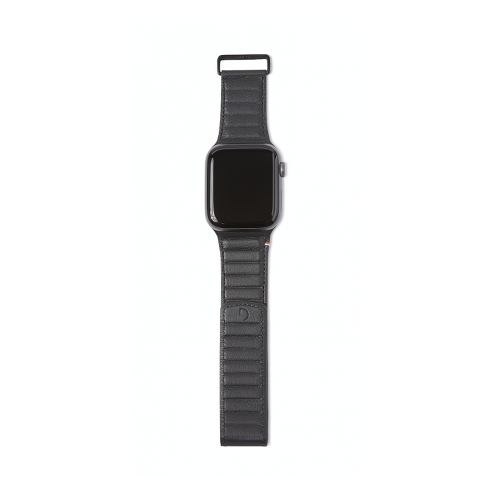 DECODED 42-44mm Leather Magnetic Traction Strap for Apple Watch Series 1-8 &amp; SE - Black