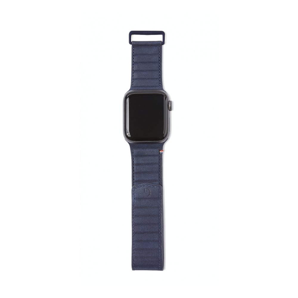 DECODED 42-44mm Leather Magnetic Traction Strap for Apple Watch Series 1-8 & SE - Blue