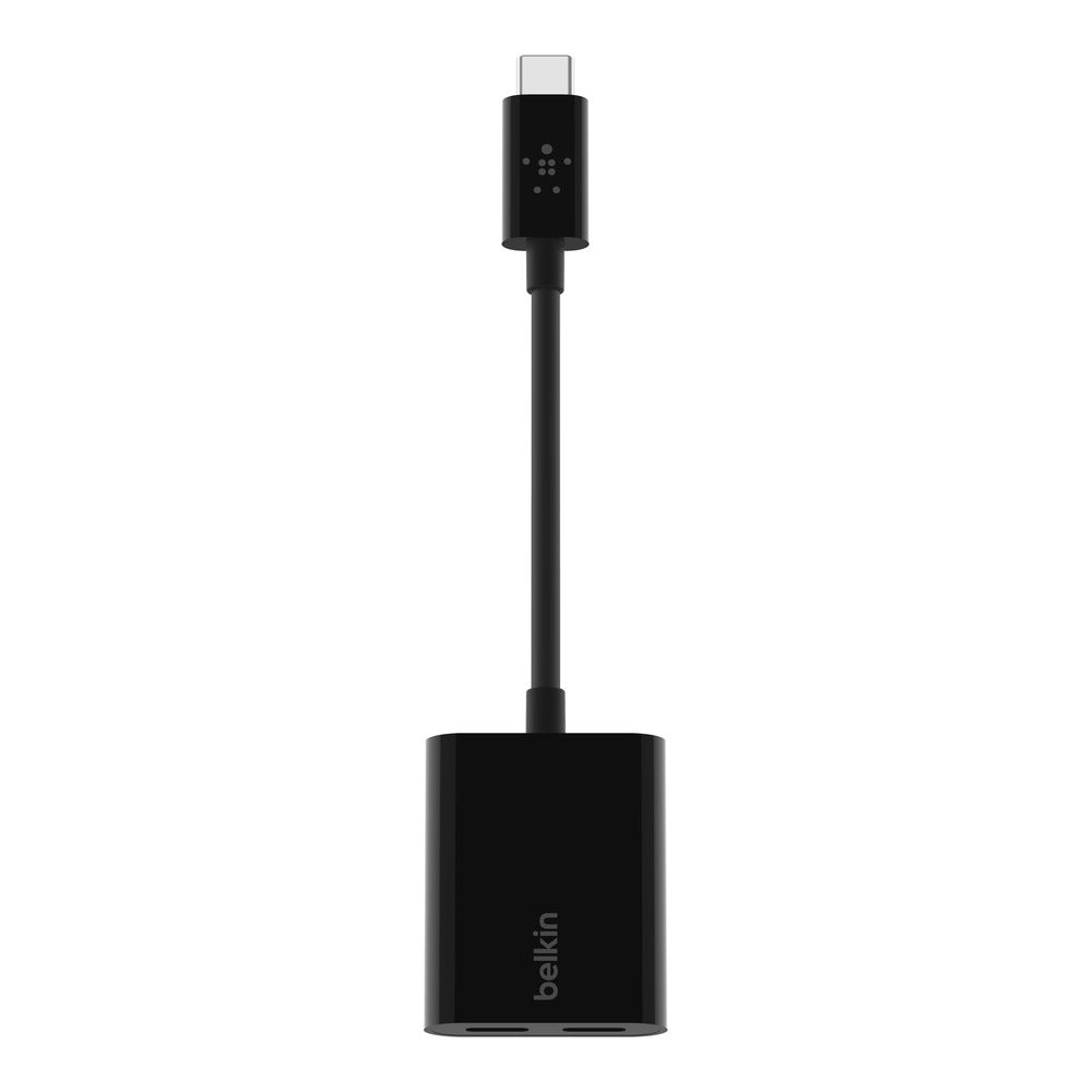 [OPEN BOX] BELKIN Rockstar USB-C Audio with  USB-C Charge Adapter - 2-Port Adapter - Black