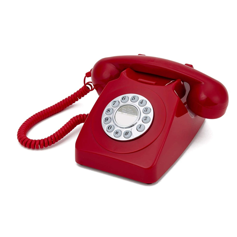 [OPEN BOX] GPO 746 Push-Button 1970s-style Retro Landline Telephone Red