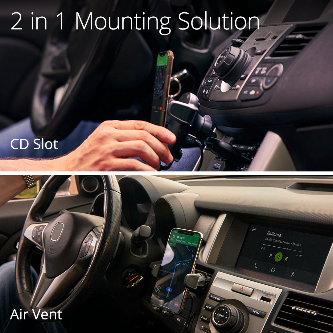 IOTTIE Auto Sense Automatic Wireless Charging CD/Air Vent Mount - Black