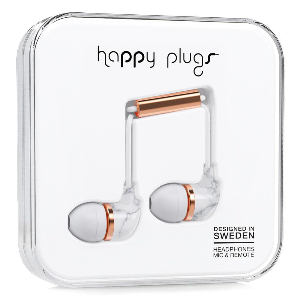 [OPEN BOX] HAPPY PLUGS Deluxe In-Ear Headphones White Marble