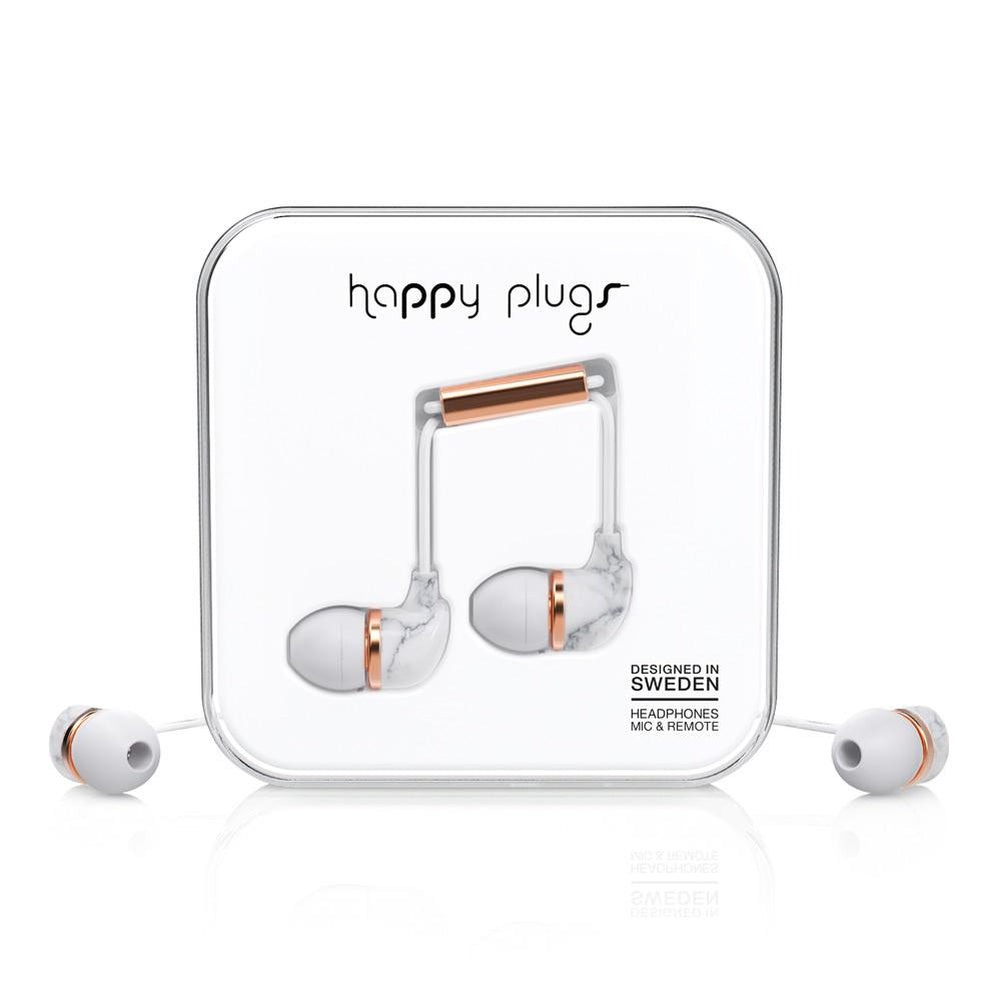 [OPEN BOX] HAPPY PLUGS Deluxe In-Ear Headphones White Marble