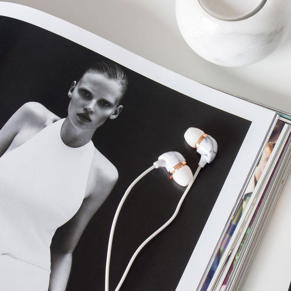 [OPEN BOX] HAPPY PLUGS Deluxe In-Ear Headphones White Marble